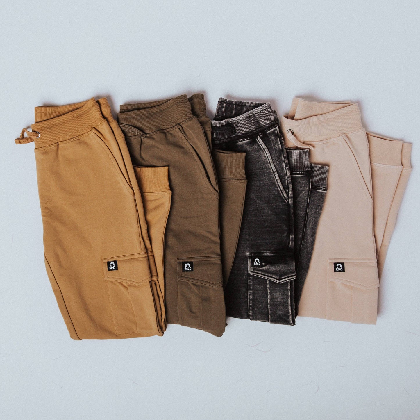 RAGS - Essentials Relaxed Fit Cargo Joggers - Washed Black Denim