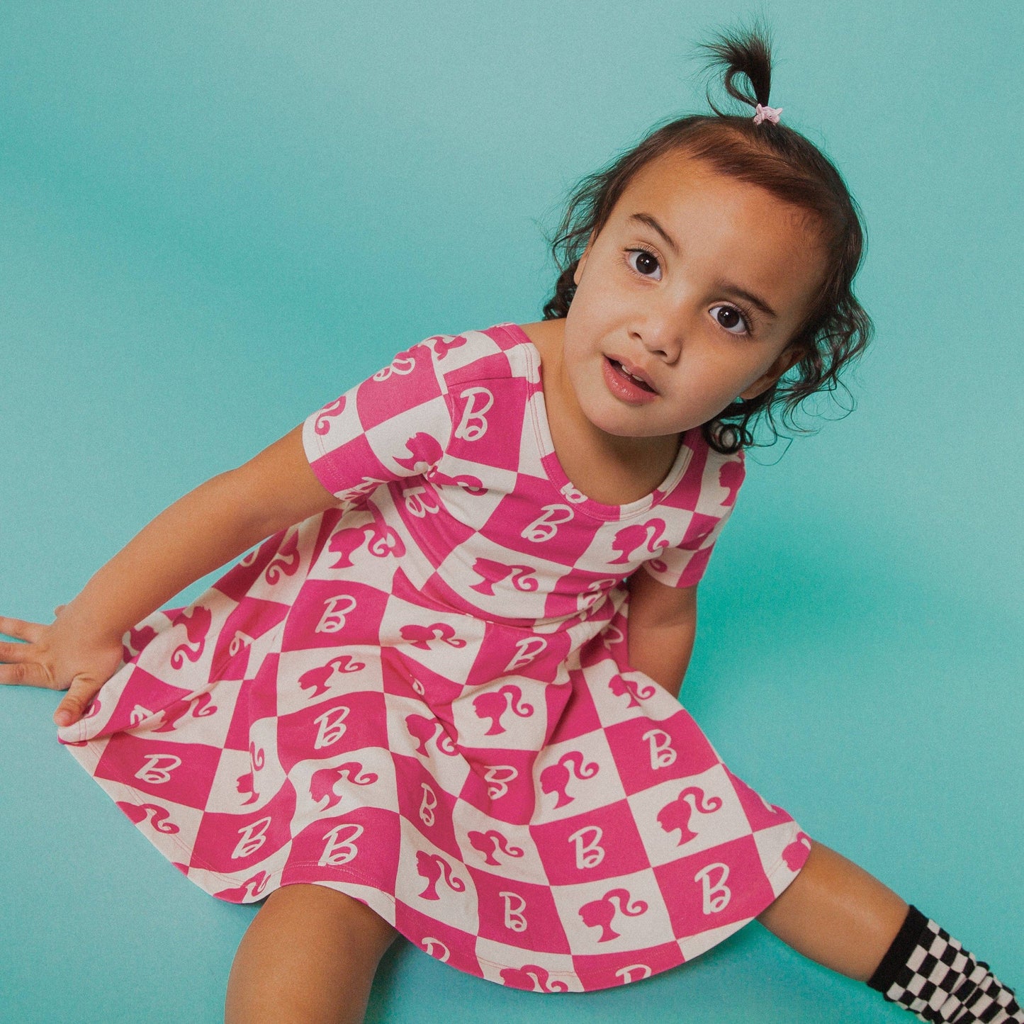 RAGS - Short Sleeve Swing Dress - Barbie Check - Mattel Collection