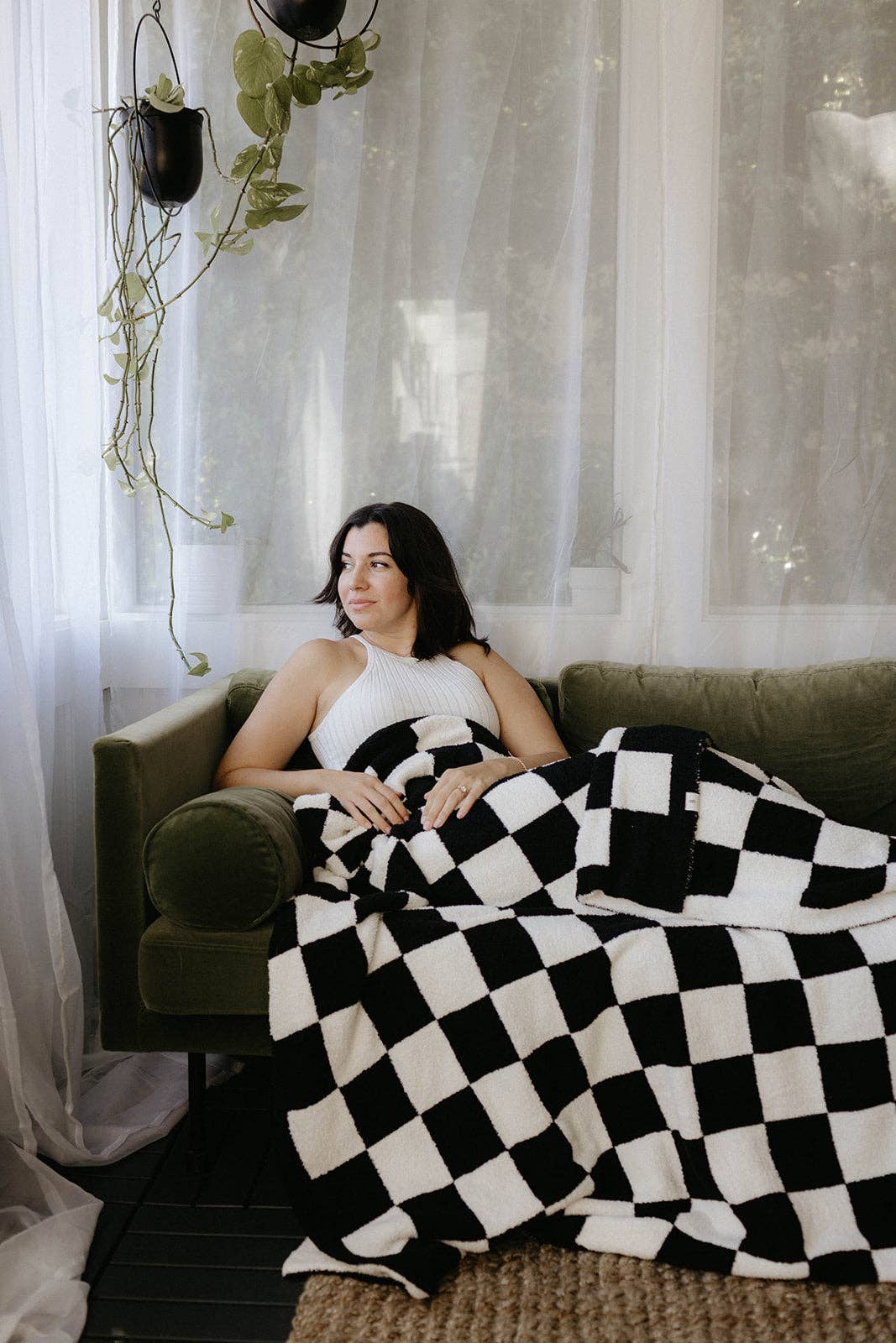 Forever French Baby - Plush Blanket | Black & White Checkerboard : Baby/Toddler 45x45