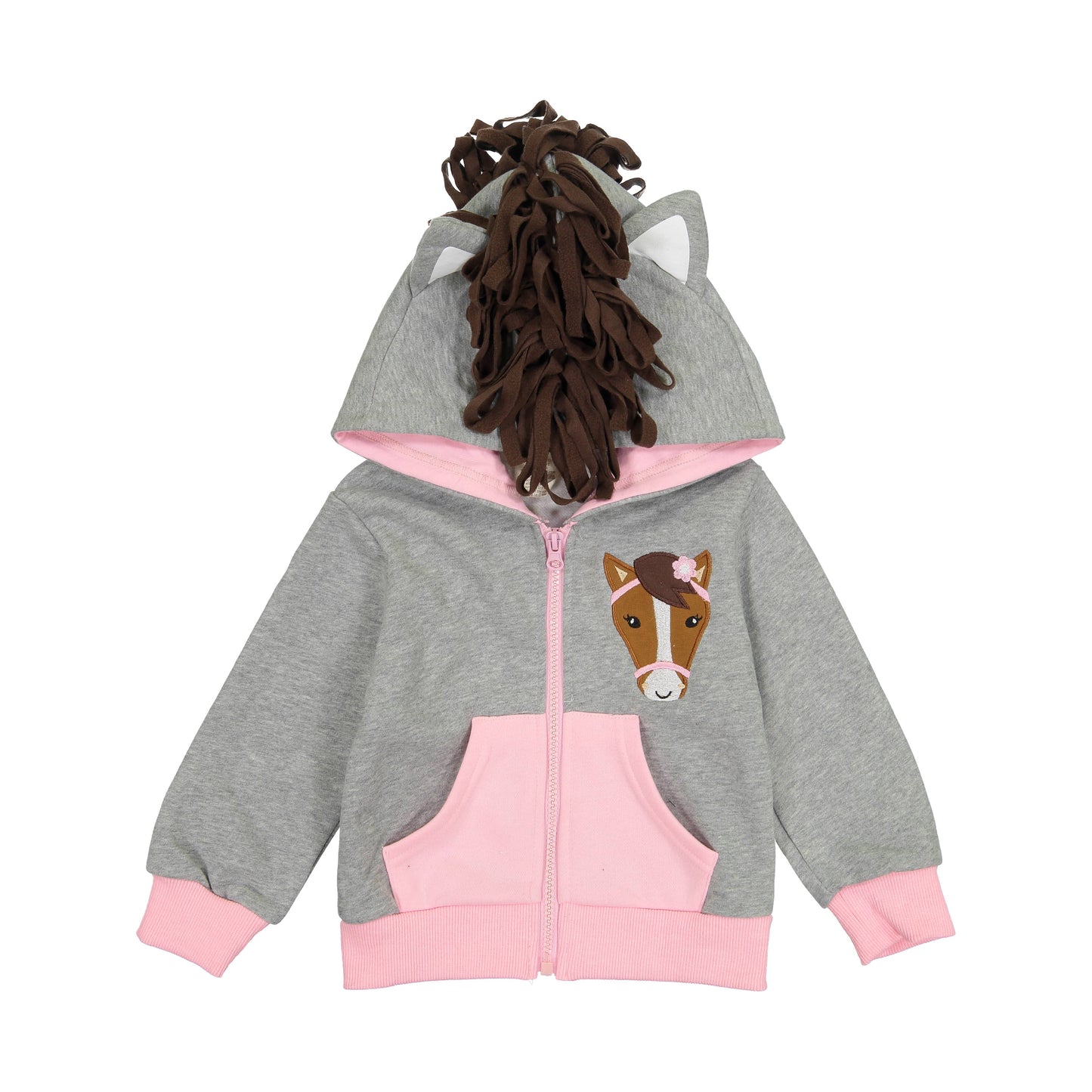 Doodle Pants - Pink Horse 3D Hoodie Toddler and Kids Western: 3T