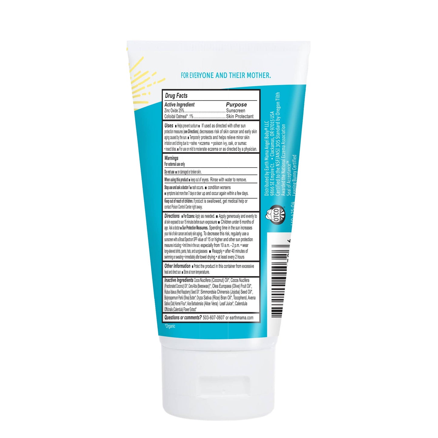 Earth Mama Organics - Uber-Sensitive Mineral Sunscreen Lotion - SPF 40