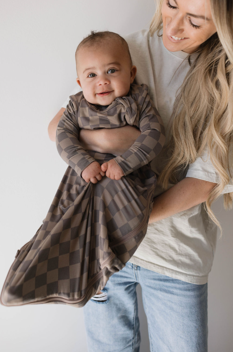Forever French Baby - Bamboo Sleep Sack | Faded Brown Checkerboard: 6-18 Months / 1.0 TOG