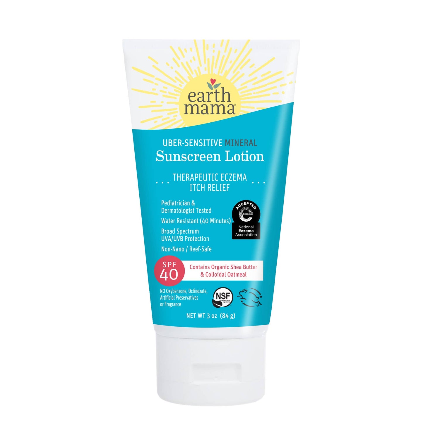 Earth Mama Organics - Uber-Sensitive Mineral Sunscreen Lotion - SPF 40
