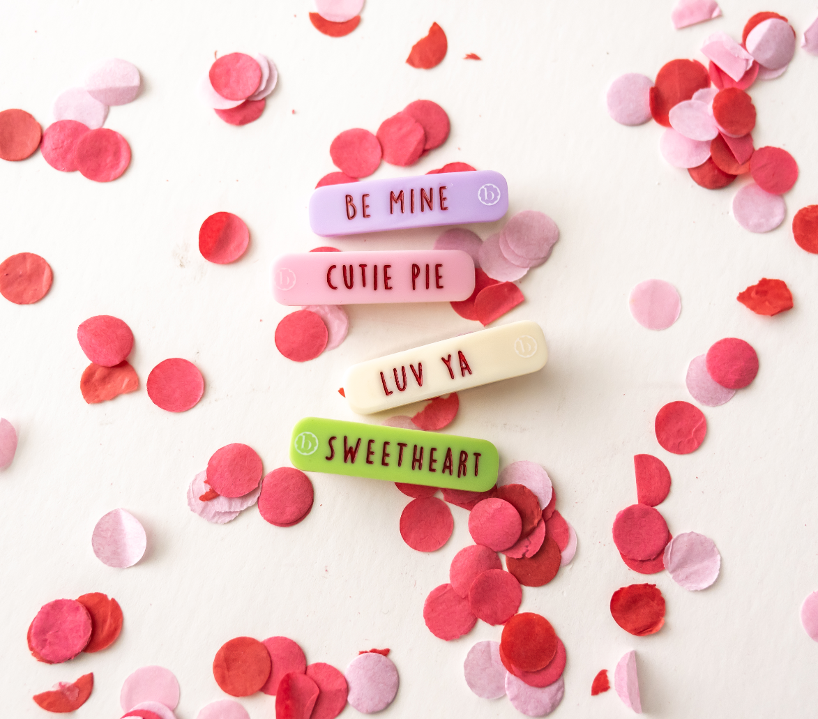 Baby Bling Bows - 4PK BAR CLIPS: candy heart