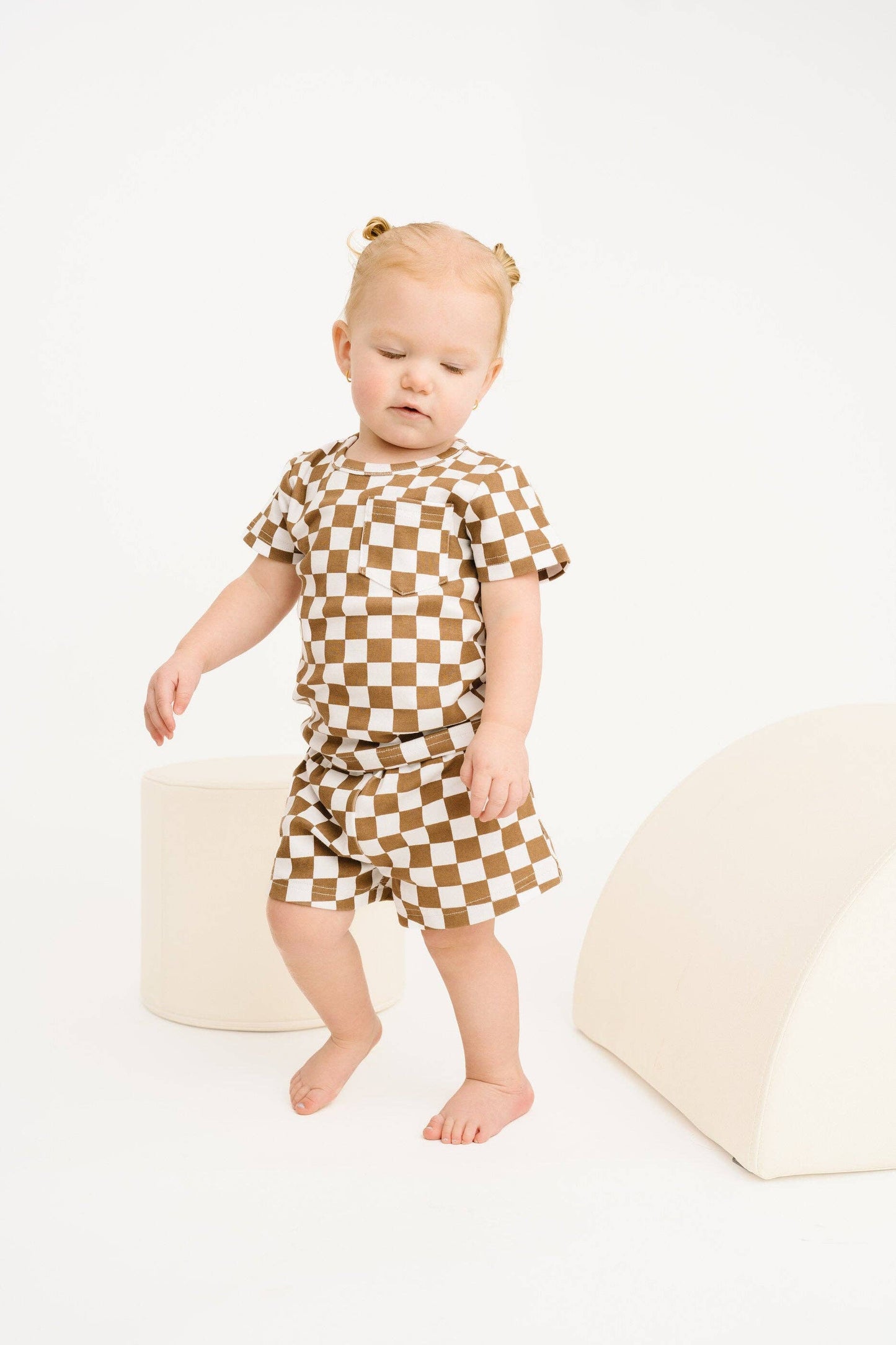 Little One Shop - Brown Checkered Pocket Set