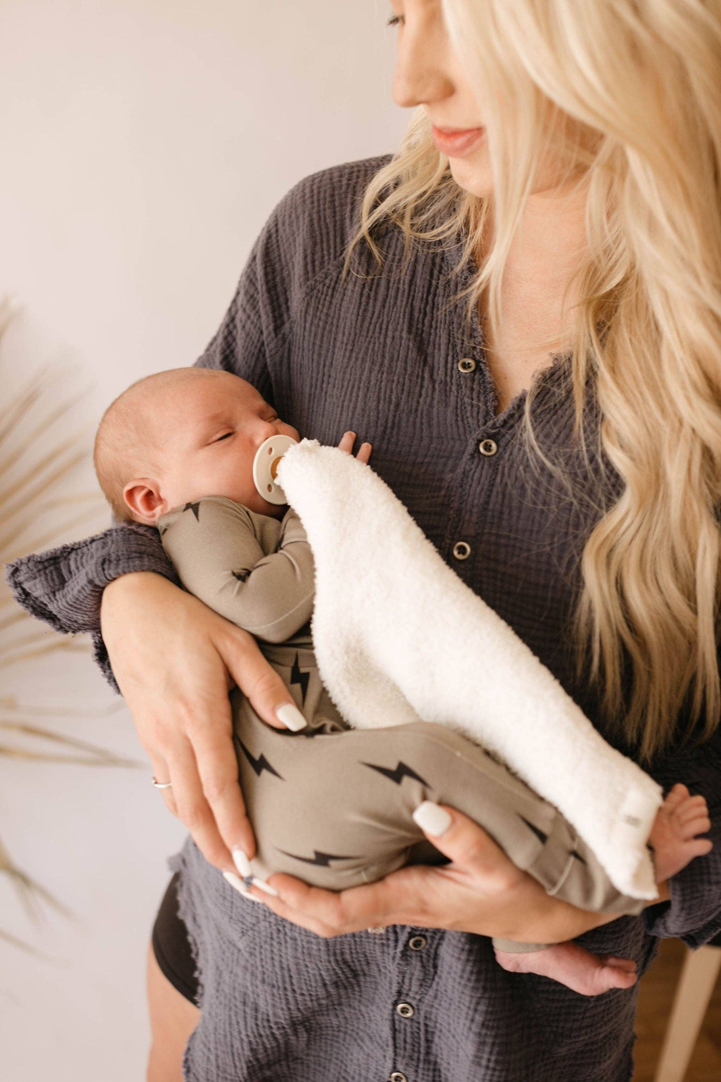 Forever French Baby - Bamboo Zip Pajama | Brown & Black Lightning Bolt