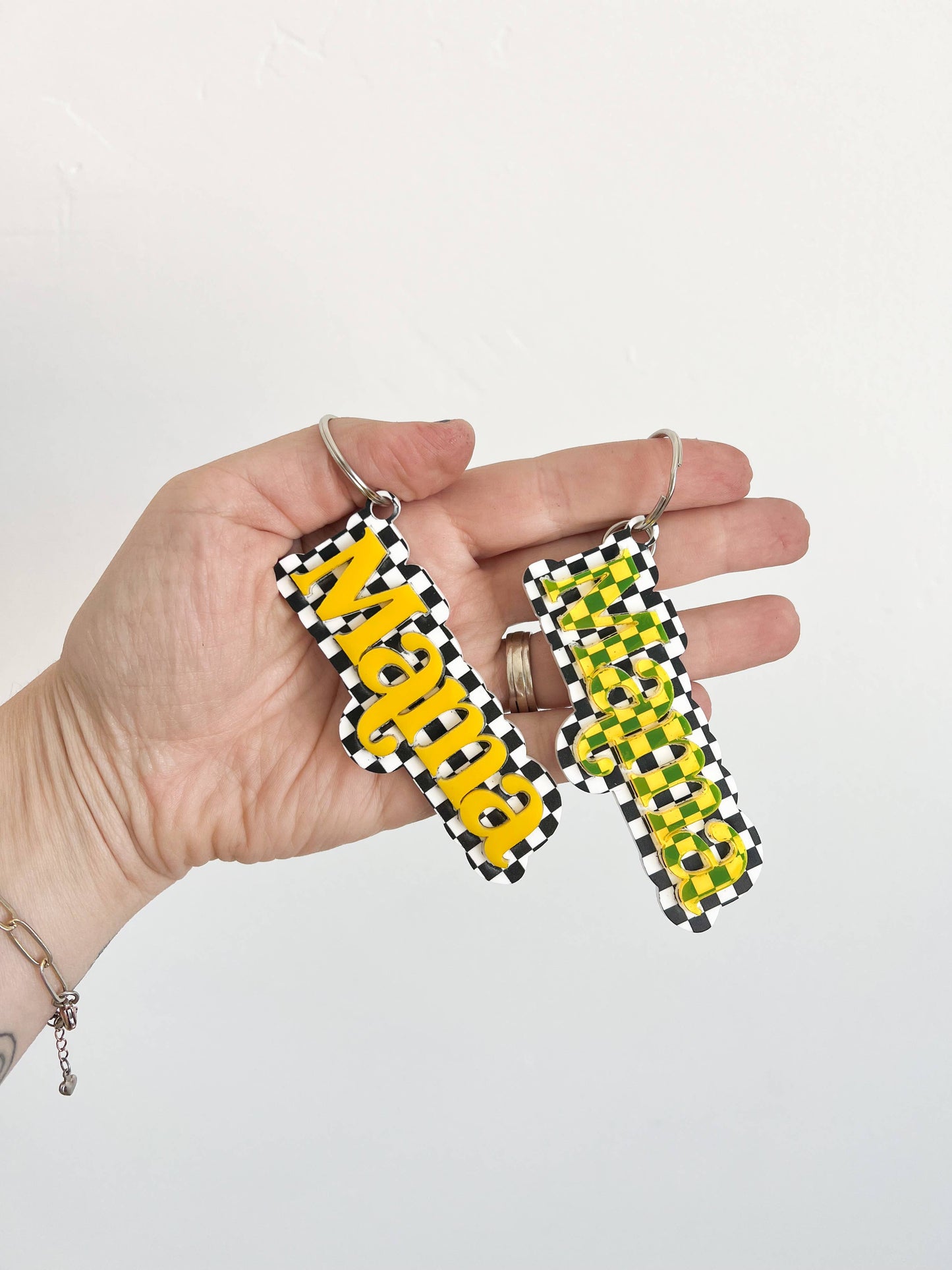 Checkered Keychain: Pink