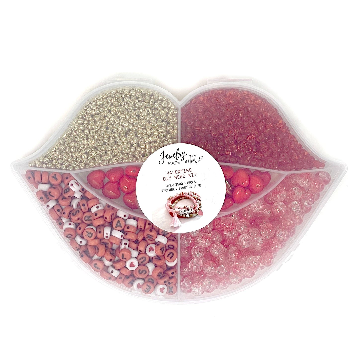 Jewelry Made by Me - Red & Gold Valentine Lips Box DIY Bead Kit