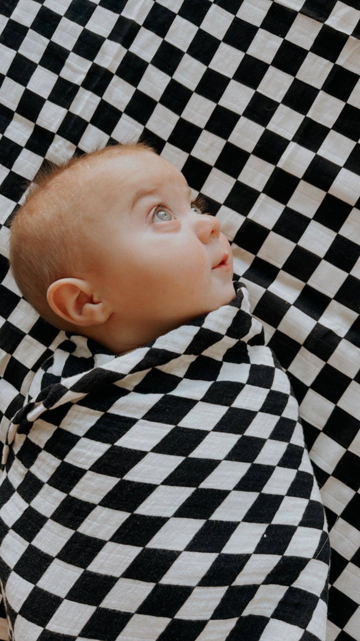 Forever French Baby - Muslin Swaddle | Black and White Checkerboard
