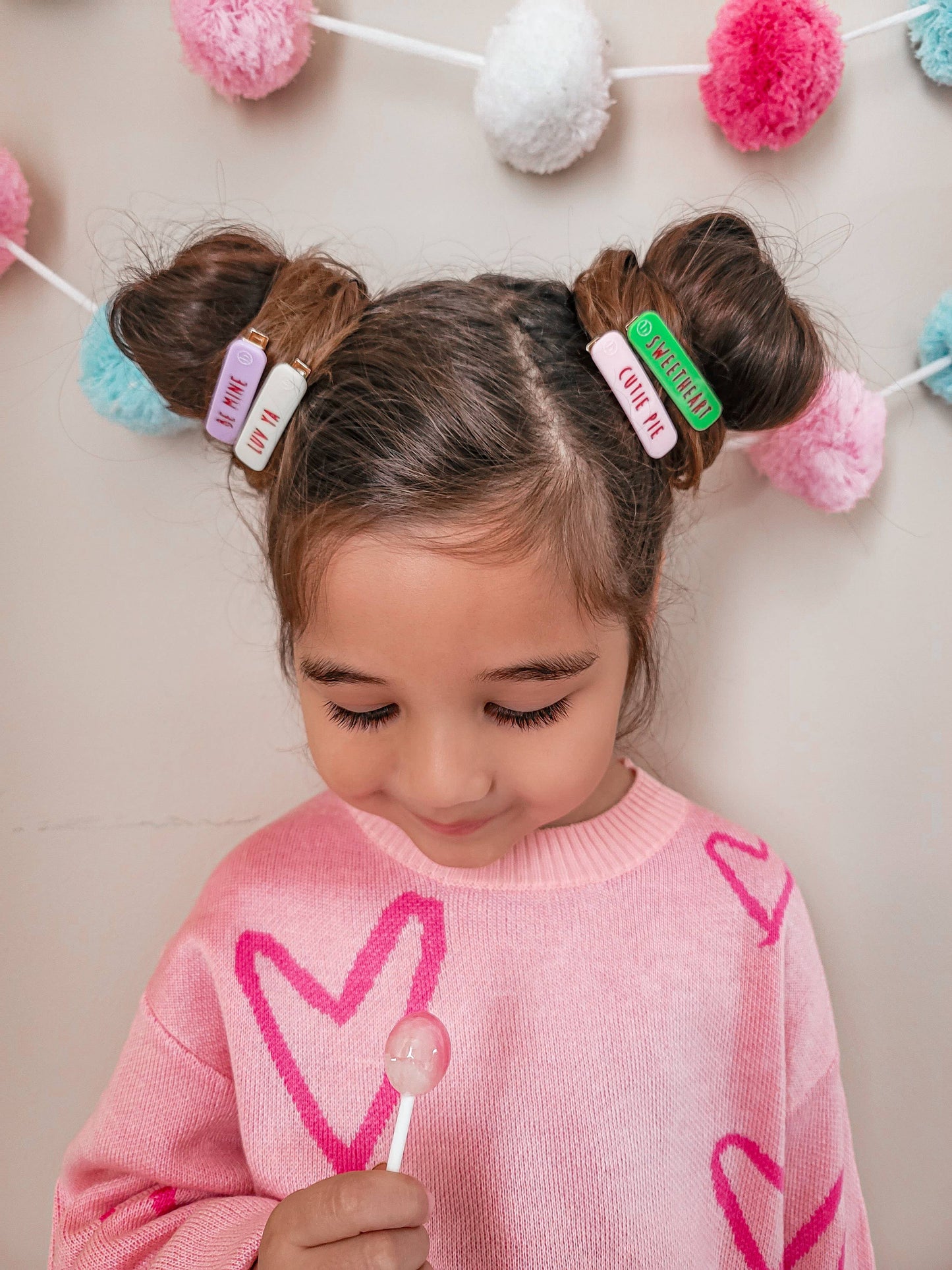 Baby Bling Bows - 4PK BAR CLIPS: candy heart