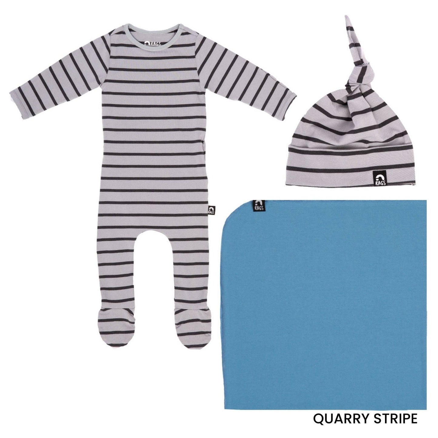RAGS - Essentials Peekabooty™ Newborn Bundle - 'Newborn Gift Bundle in Multiple Colors': Bluesteel / 0-3M