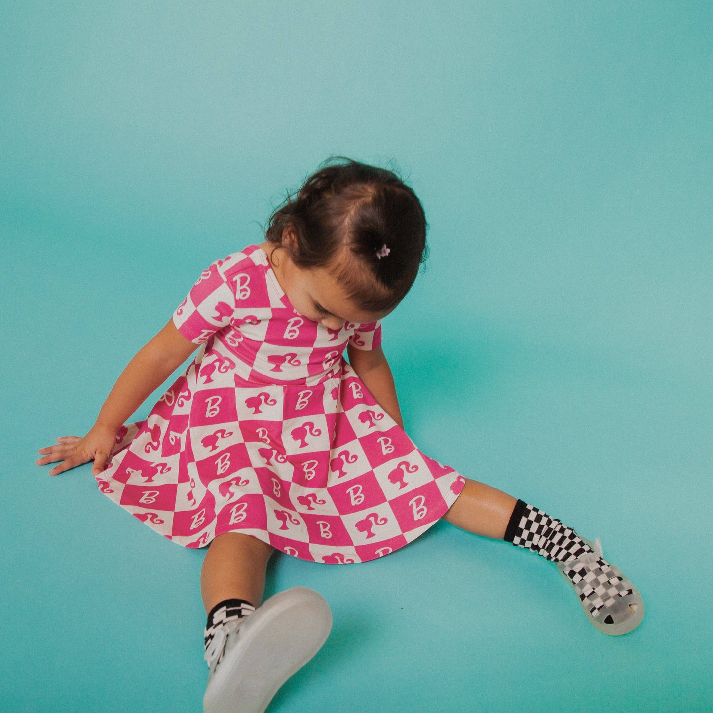 RAGS - Short Sleeve Swing Dress - Barbie Check - Mattel Collection
