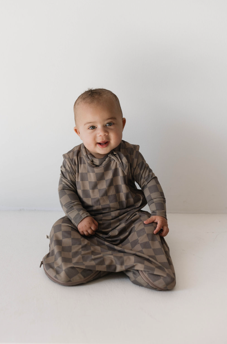 Forever French Baby - Bamboo Sleep Sack | Faded Brown Checkerboard: 6-18 Months / 1.0 TOG
