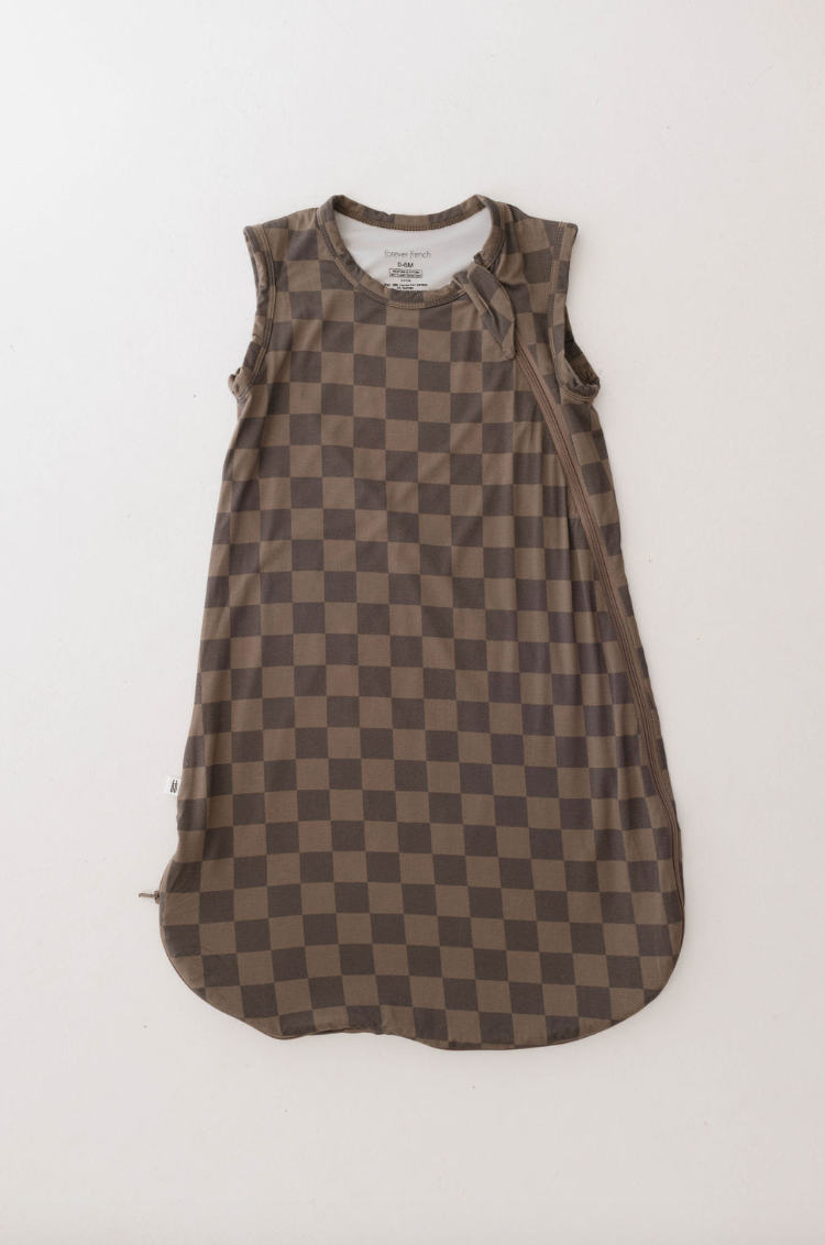 Forever French Baby - Bamboo Sleep Sack | Faded Brown Checkerboard: 6-18 Months / 1.0 TOG
