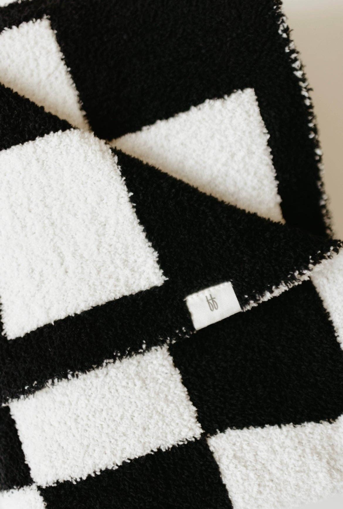 Forever French Baby - Plush Blanket | Black & White Checkerboard : Baby/Toddler 45x45