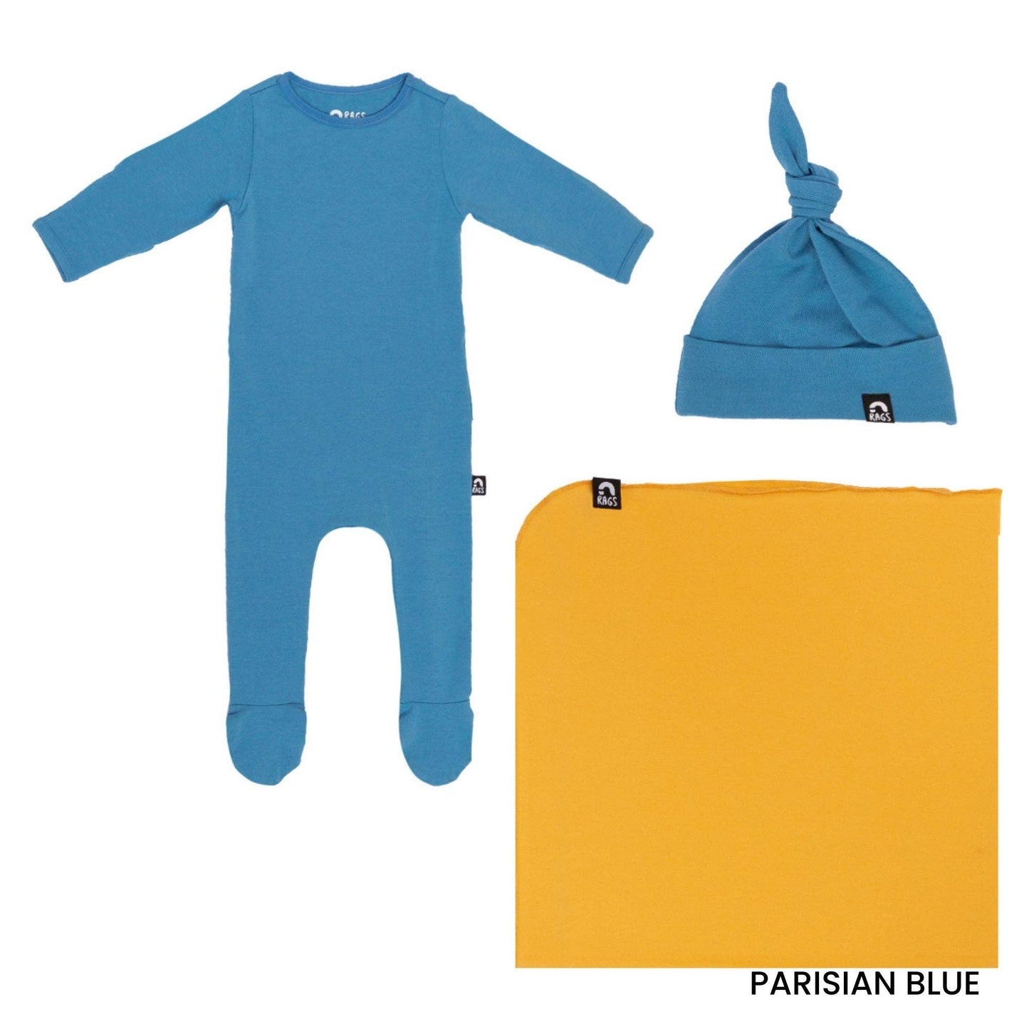 RAGS - Essentials Peekabooty™ Newborn Bundle - 'Newborn Gift Bundle in Multiple Colors': Bluesteel / 0-3M
