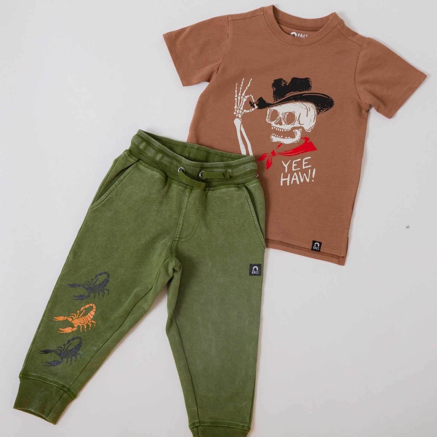 RAGS - Short Sleeve Tee - Yee Haw in Camel