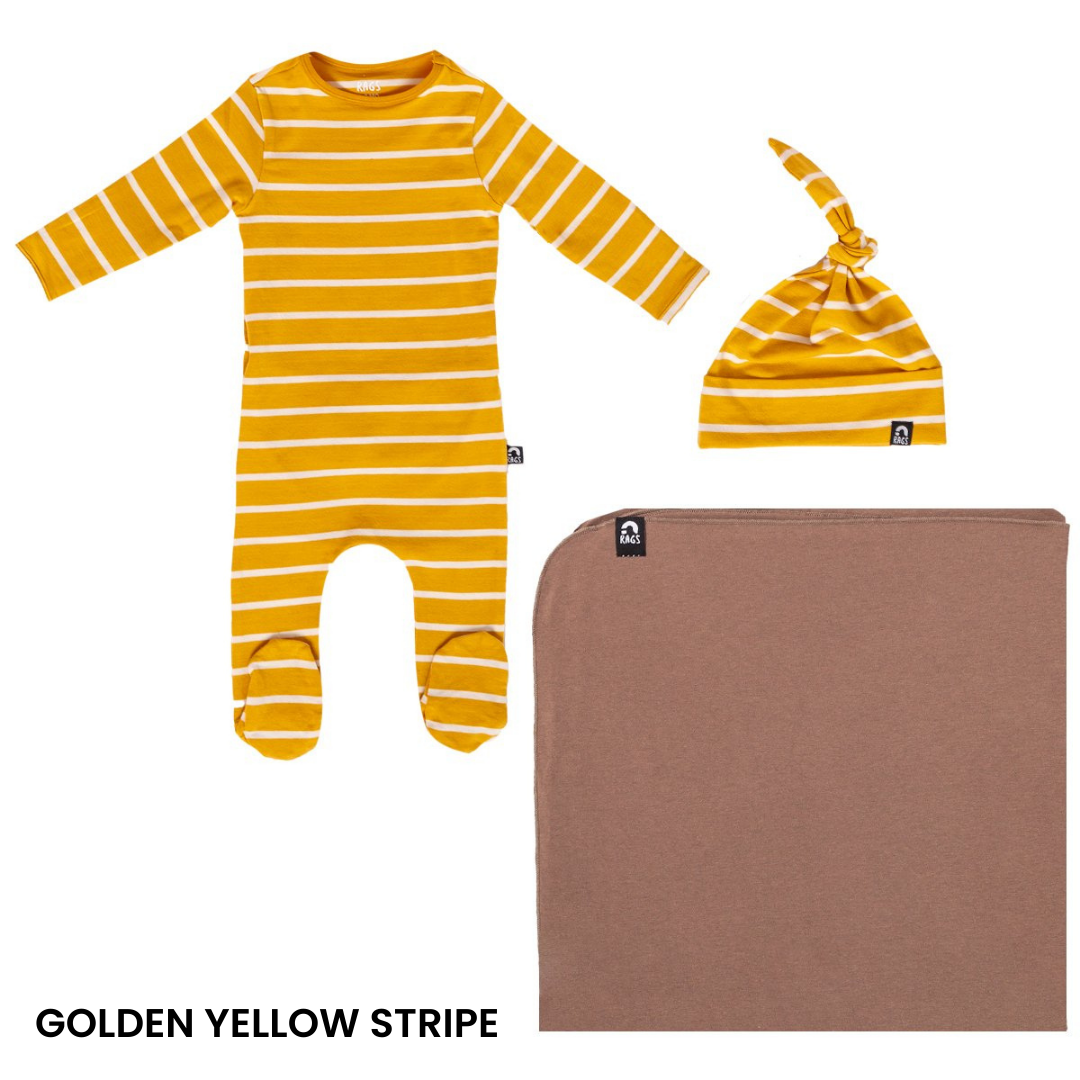 RAGS - Essentials Peekabooty™ Newborn Bundle - 'Newborn Gift Bundle in Multiple Colors': Bluesteel / 0-3M