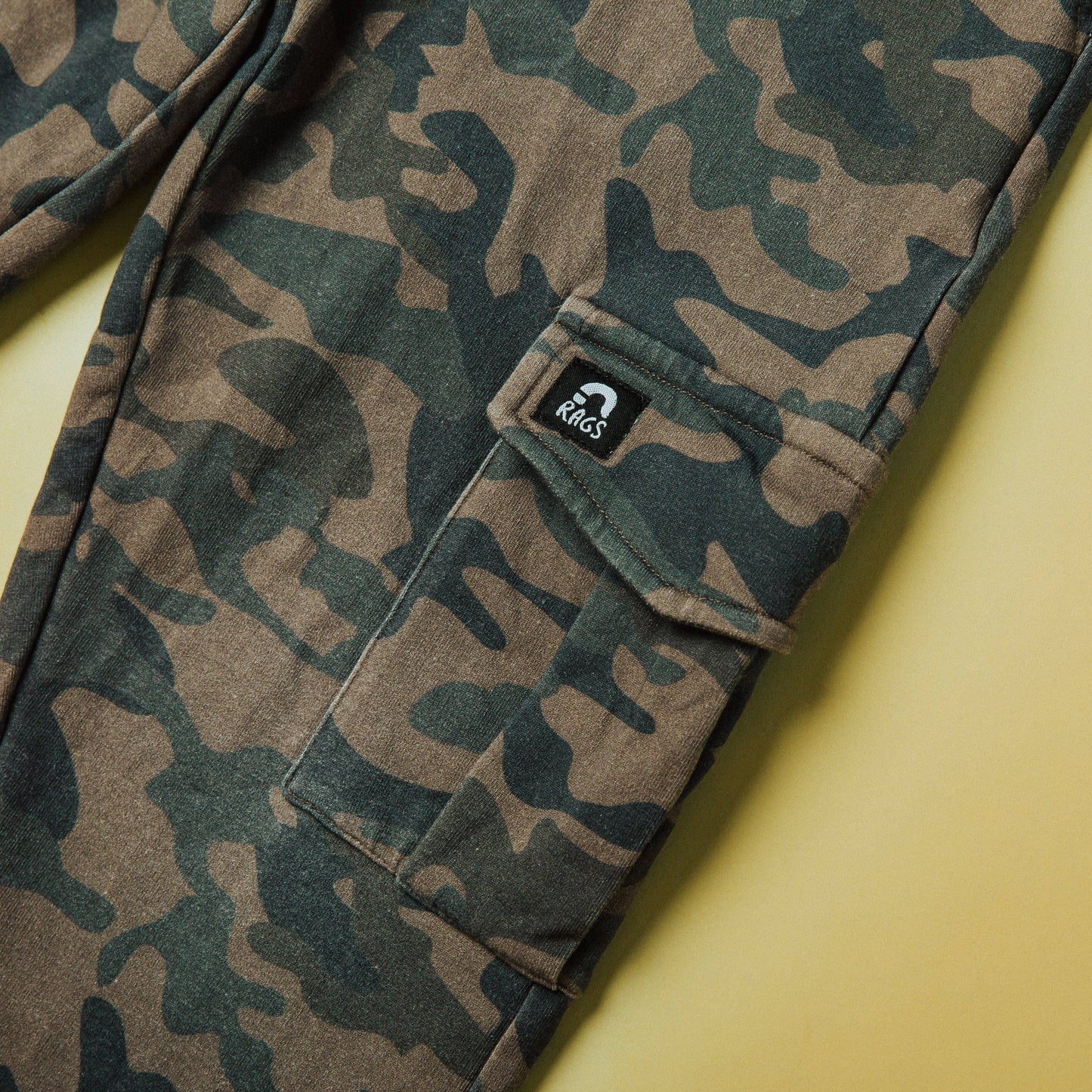 RAGS - Relaxed Fit Cargo Joggers with Kneepad - Faded Camo