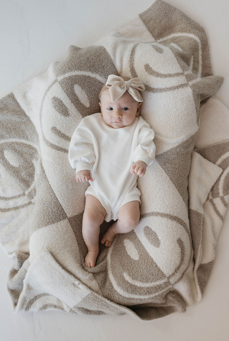 Forever French Baby - Plush Blanket | Smile Checkerboard: Baby 45x45