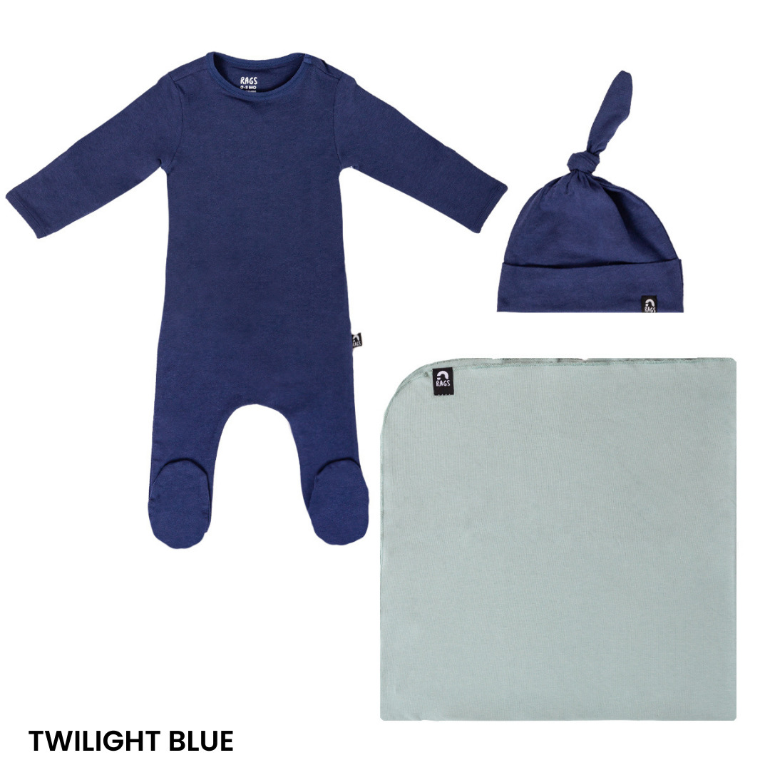 RAGS - Essentials Peekabooty™ Newborn Bundle - 'Newborn Gift Bundle in Multiple Colors': Bluesteel / 0-3M