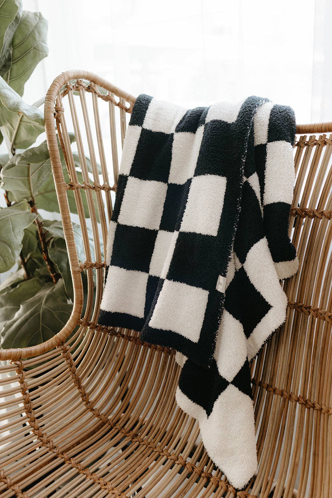 Forever French Baby - Plush Blanket | Black & White Checkerboard : Baby/Toddler 45x45