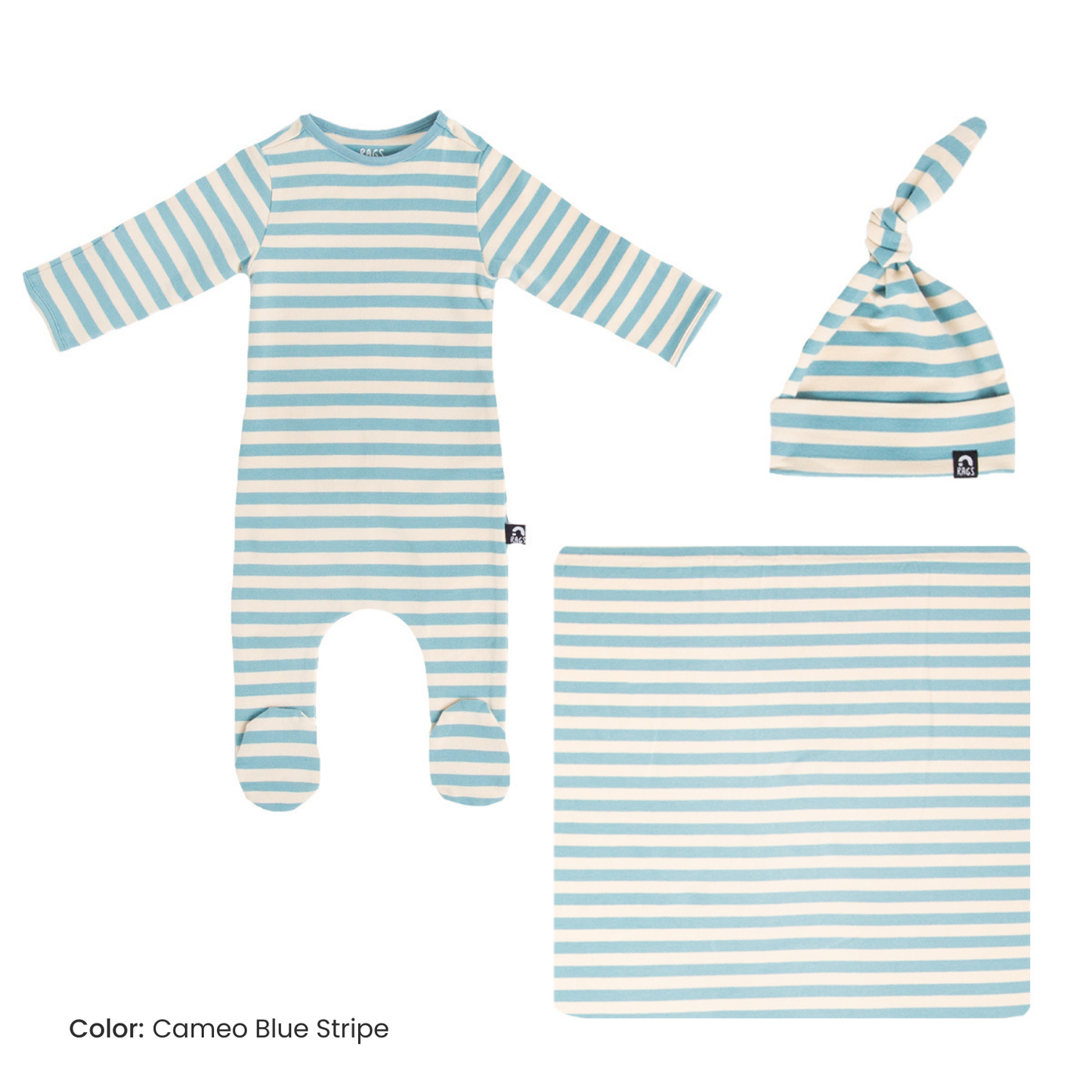 RAGS - Essentials Peekabooty™ Newborn Bundle - 'Newborn Gift Bundle in Multiple Colors': Bluesteel / 0-3M