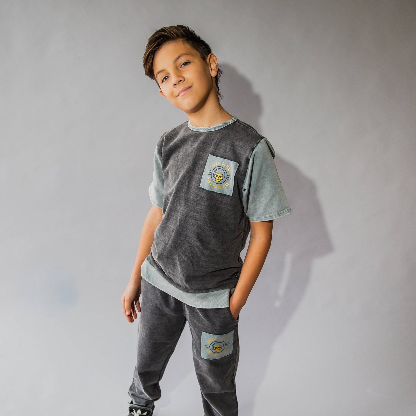 RAGS - Relaxed Fit Kids Joggers - 'Denim Moto Club'