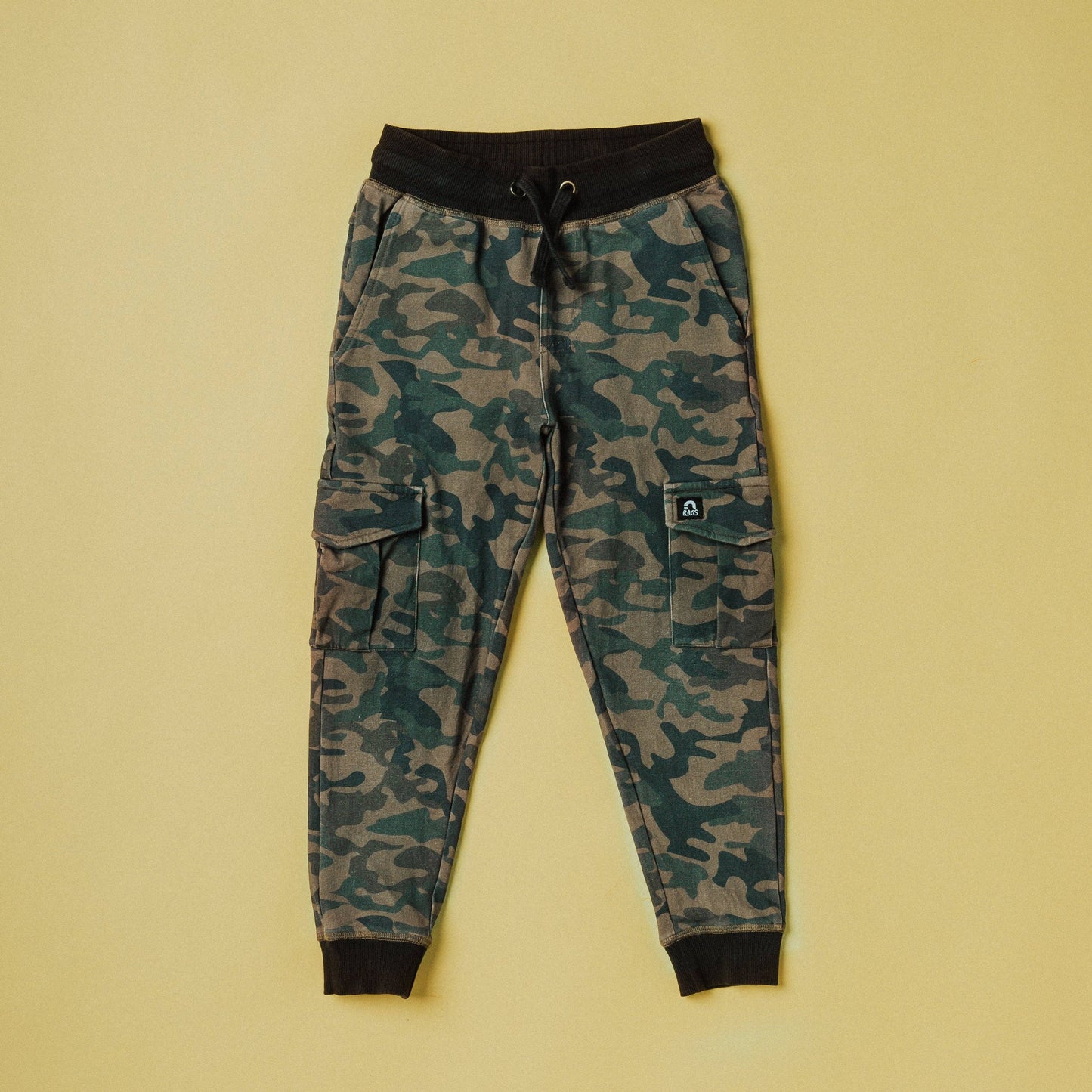 RAGS - Relaxed Fit Cargo Joggers with Kneepad - Faded Camo
