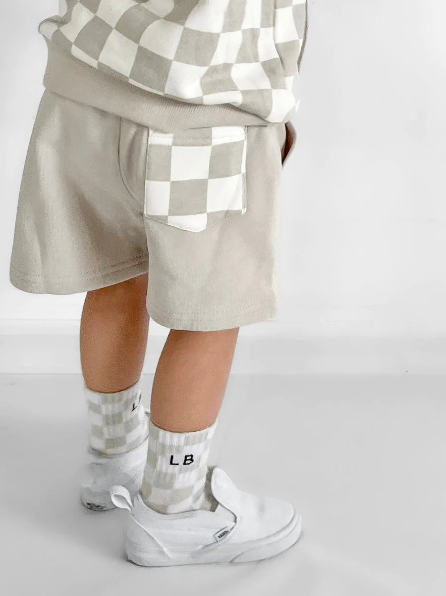 LB - CHECKERED POCKET SHORT - FOG