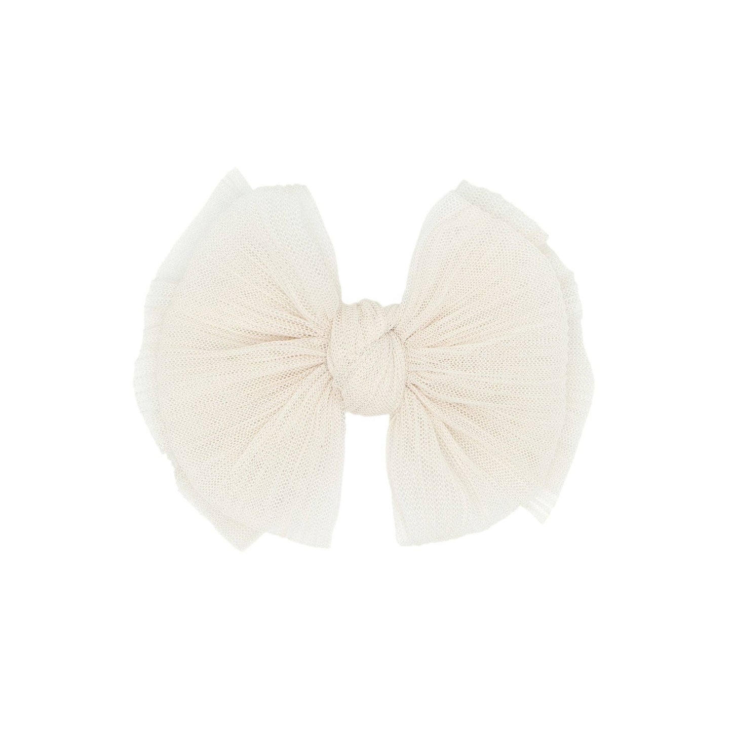 Baby Bling Bows - TULLE FAB® CLIP: pleated oatmeal