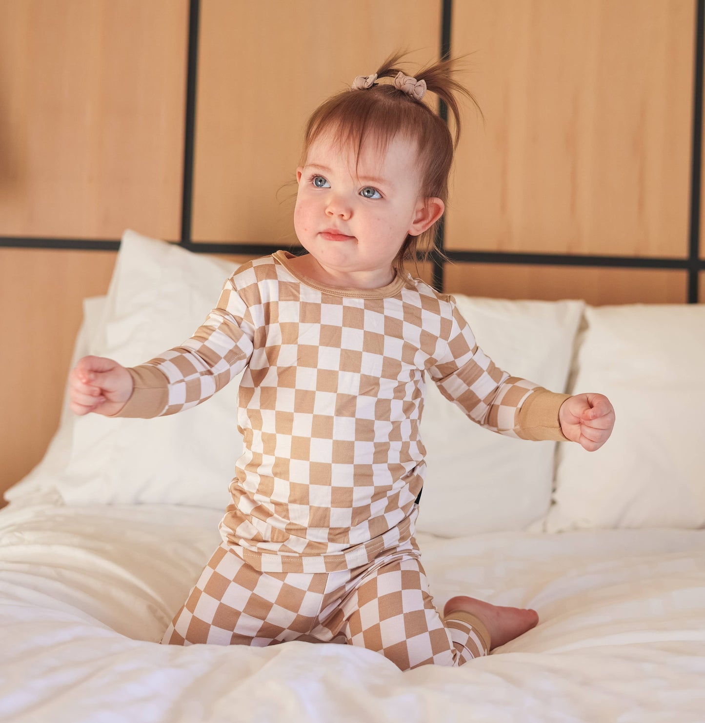 LONG SLEEVE 2 PIECE SETS- Tan Check