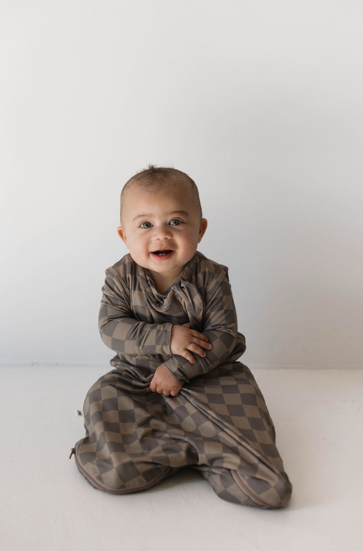 Forever French Baby - Bamboo Sleep Sack | Faded Brown Checkerboard: 6-18 Months / 1.0 TOG
