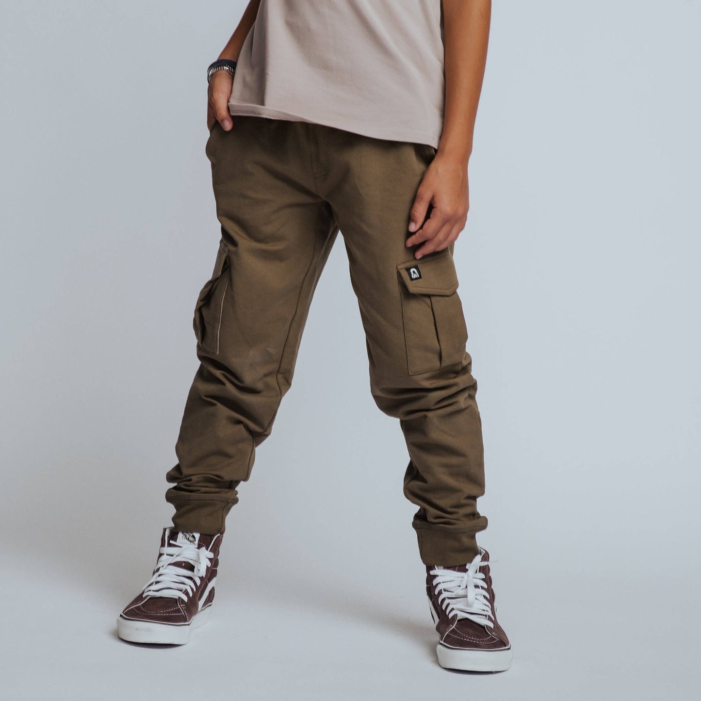 RAGS - Essentials Relaxed Fit Cargo Joggers - Olive Green