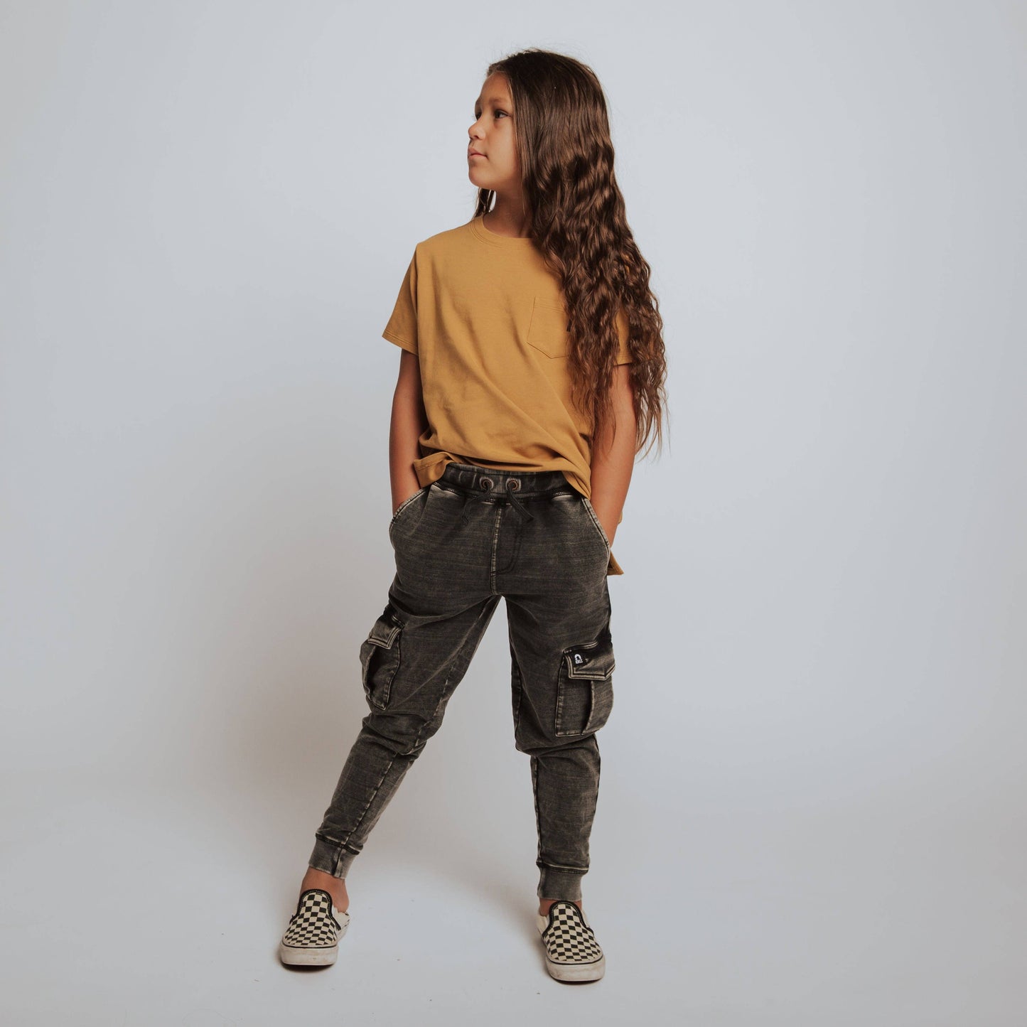 RAGS - Essentials Relaxed Fit Cargo Joggers - Washed Black Denim