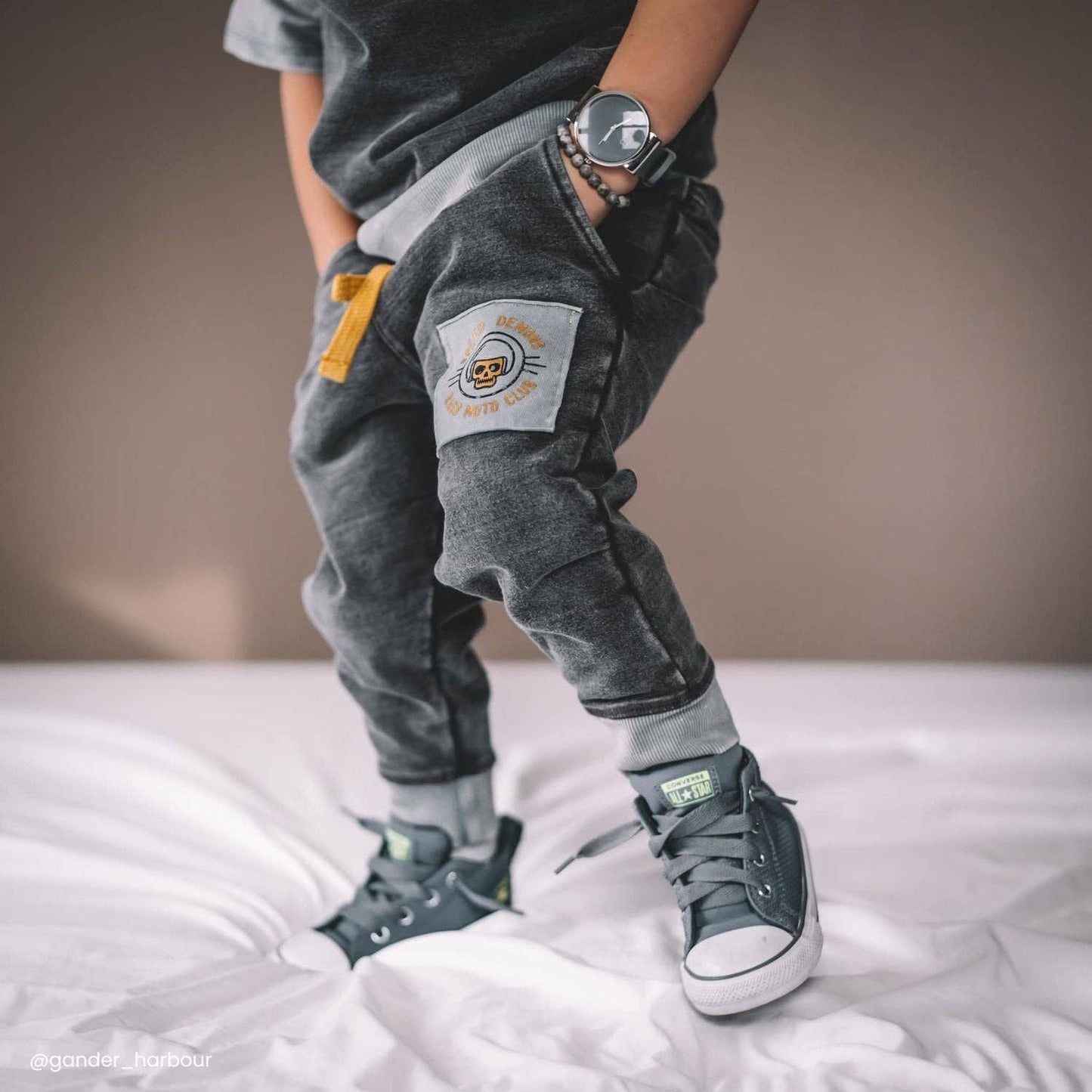 RAGS - Relaxed Fit Kids Joggers - 'Denim Moto Club'