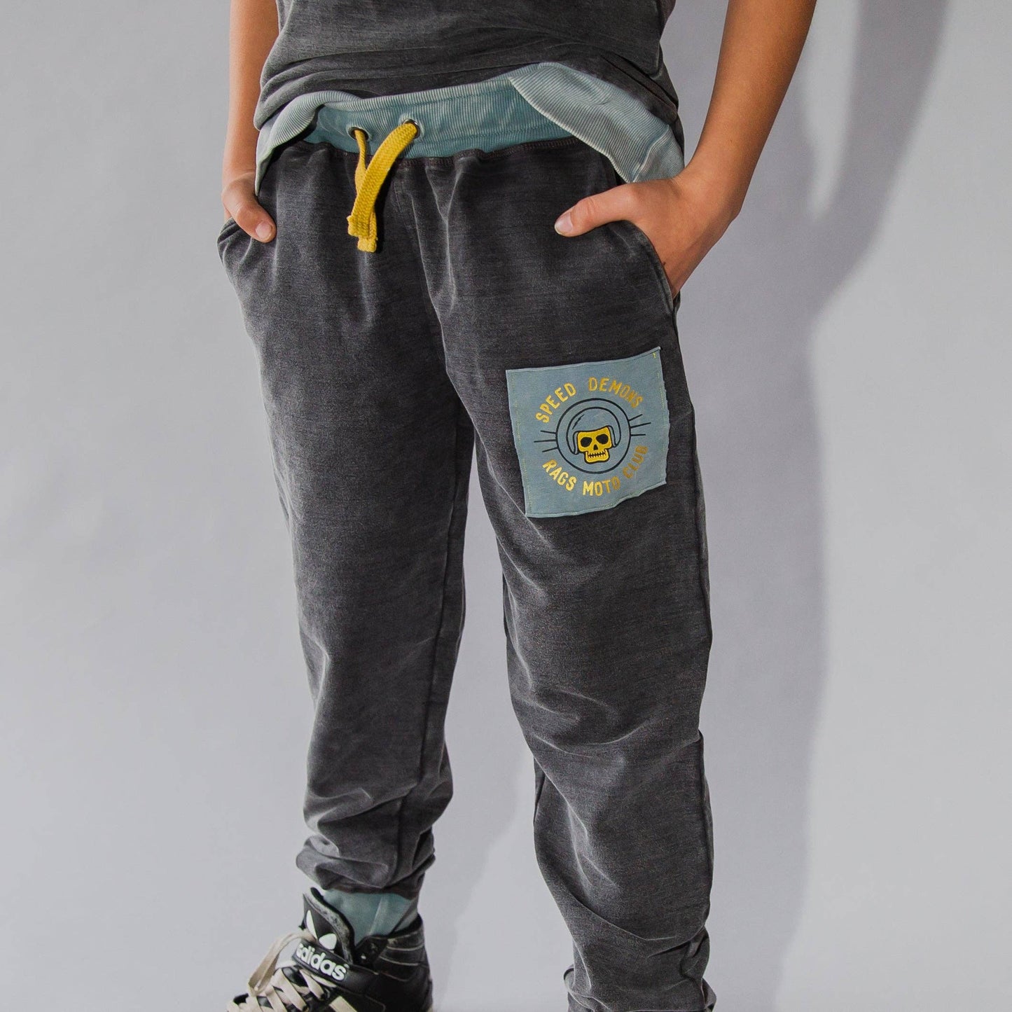 RAGS - Relaxed Fit Kids Joggers - 'Denim Moto Club'