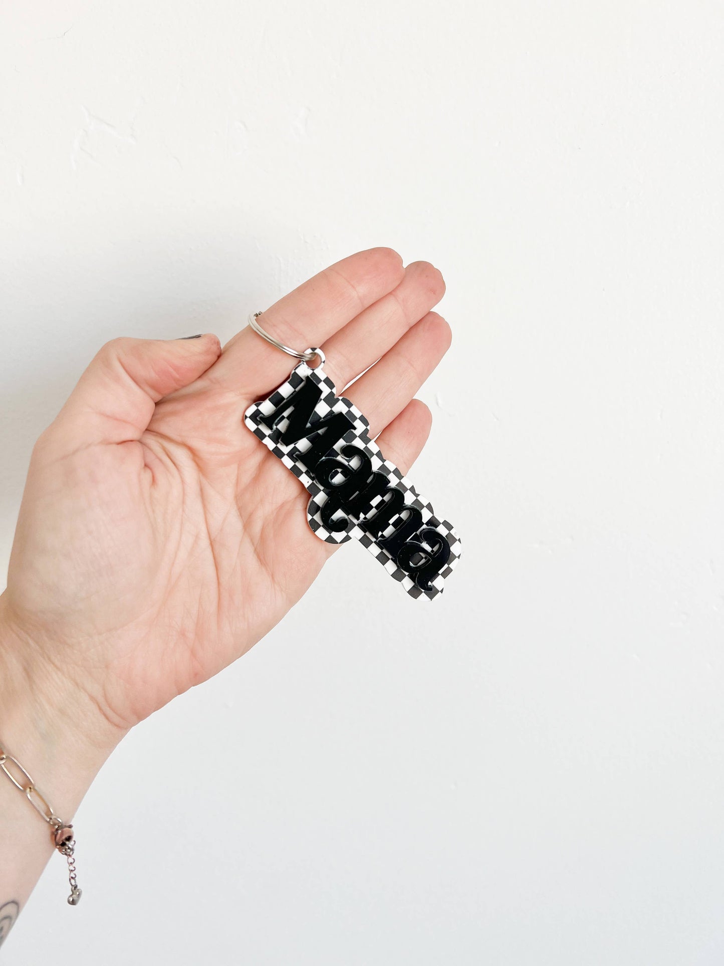 Checkered Keychain: Pink