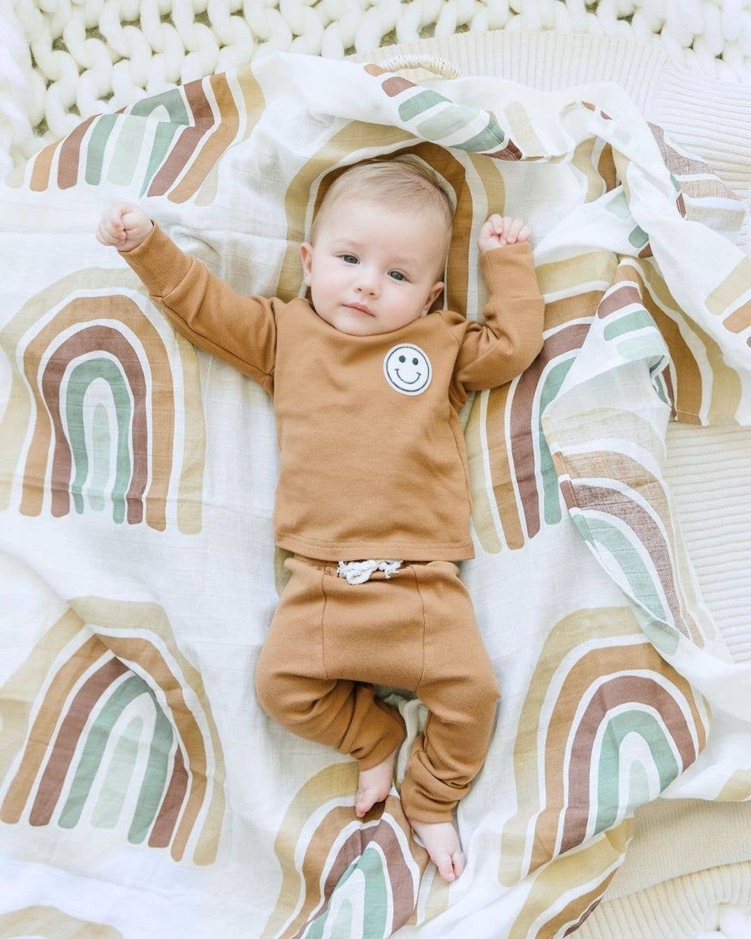 Lucky Panda Kids - Lounge Set | Smiley Brown