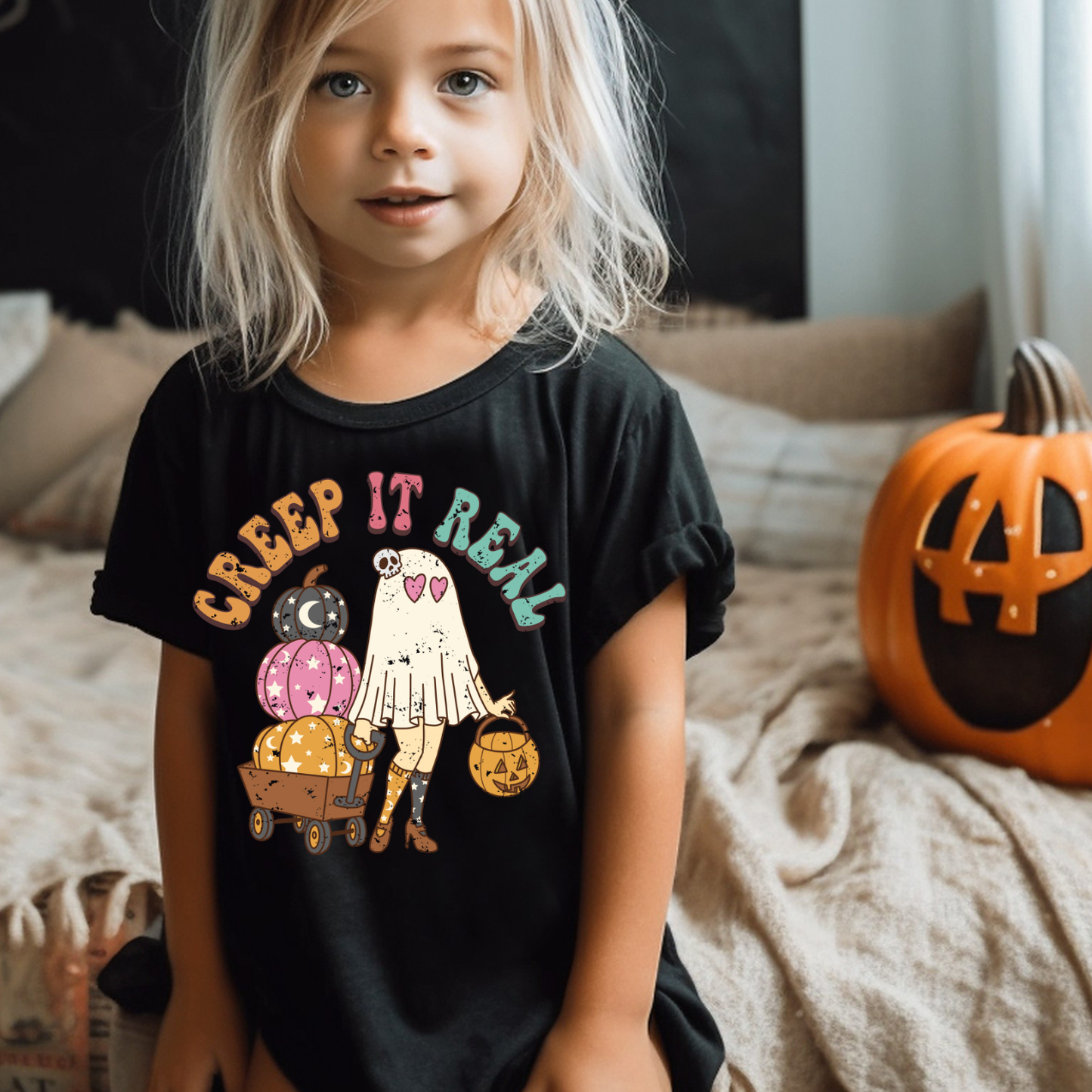 Creep It Real- Girl Ghost Halloween Graphic Tee