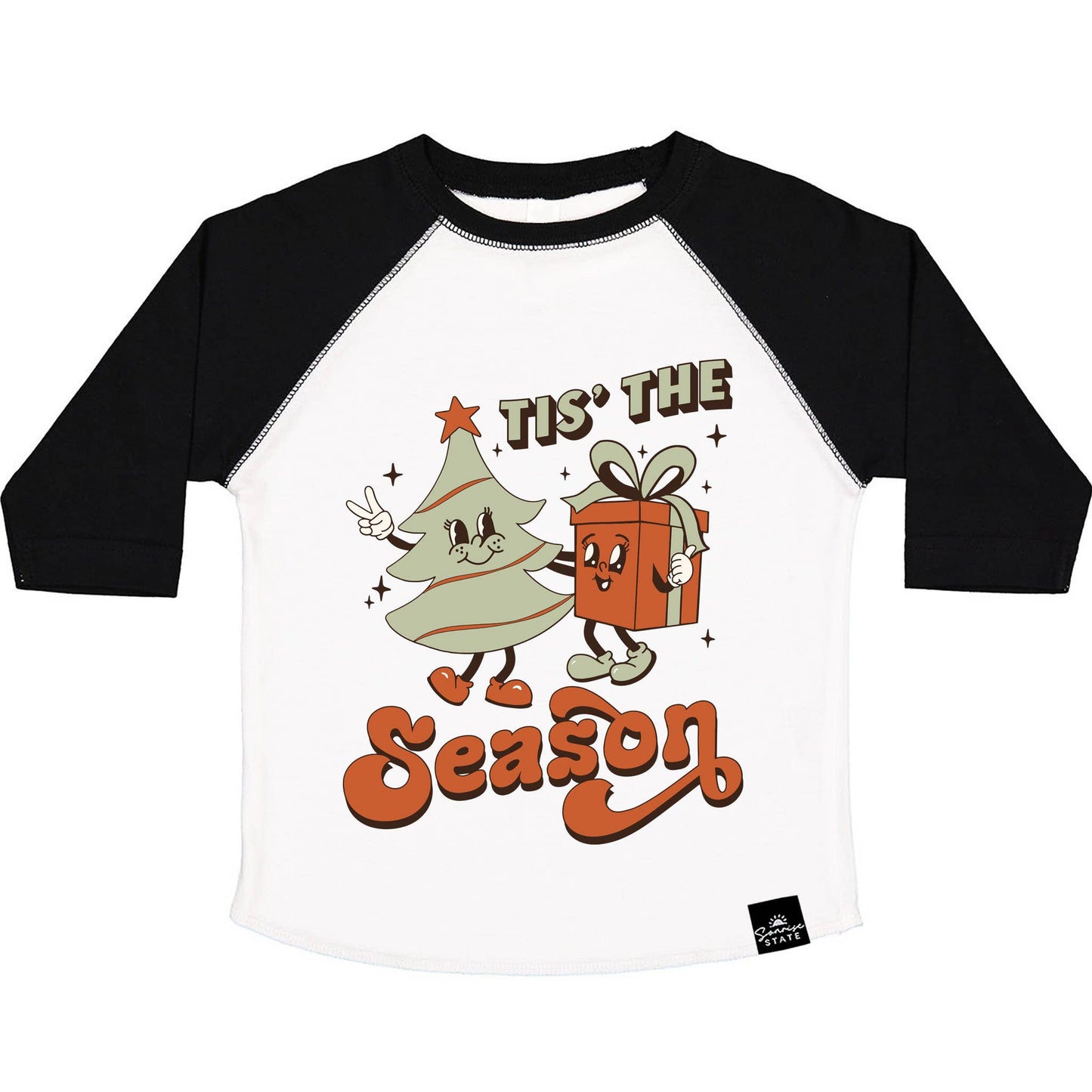 Tis the Season Vintage Boy's Christmas Baseball T-Shirt