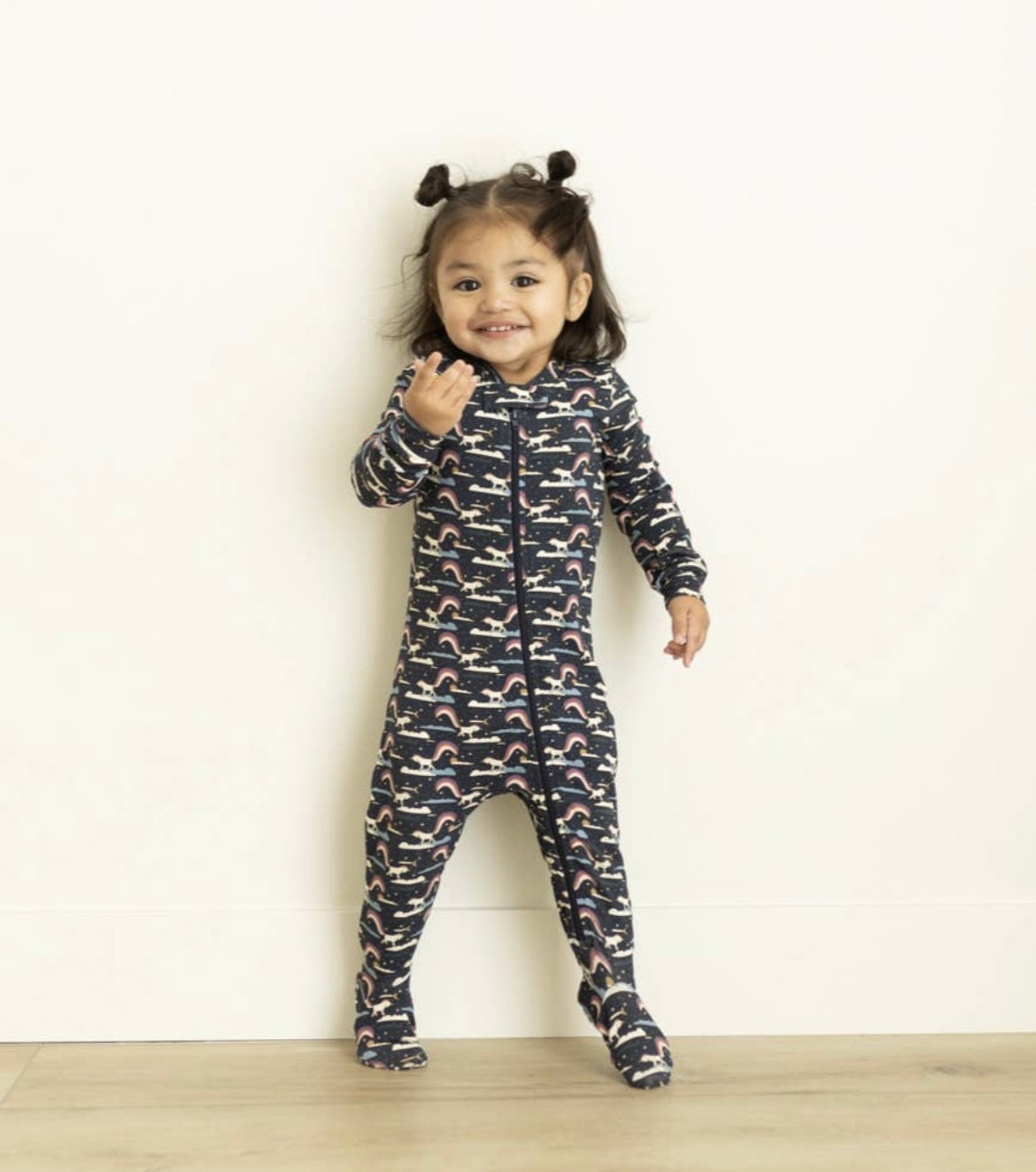 Bird & Bean® - Baby Footed Zip Romper - Unicorn Dreams
