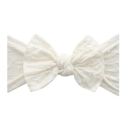 Baby Bling Bows - PATTERNED SHABBY KNOT: ivory dot