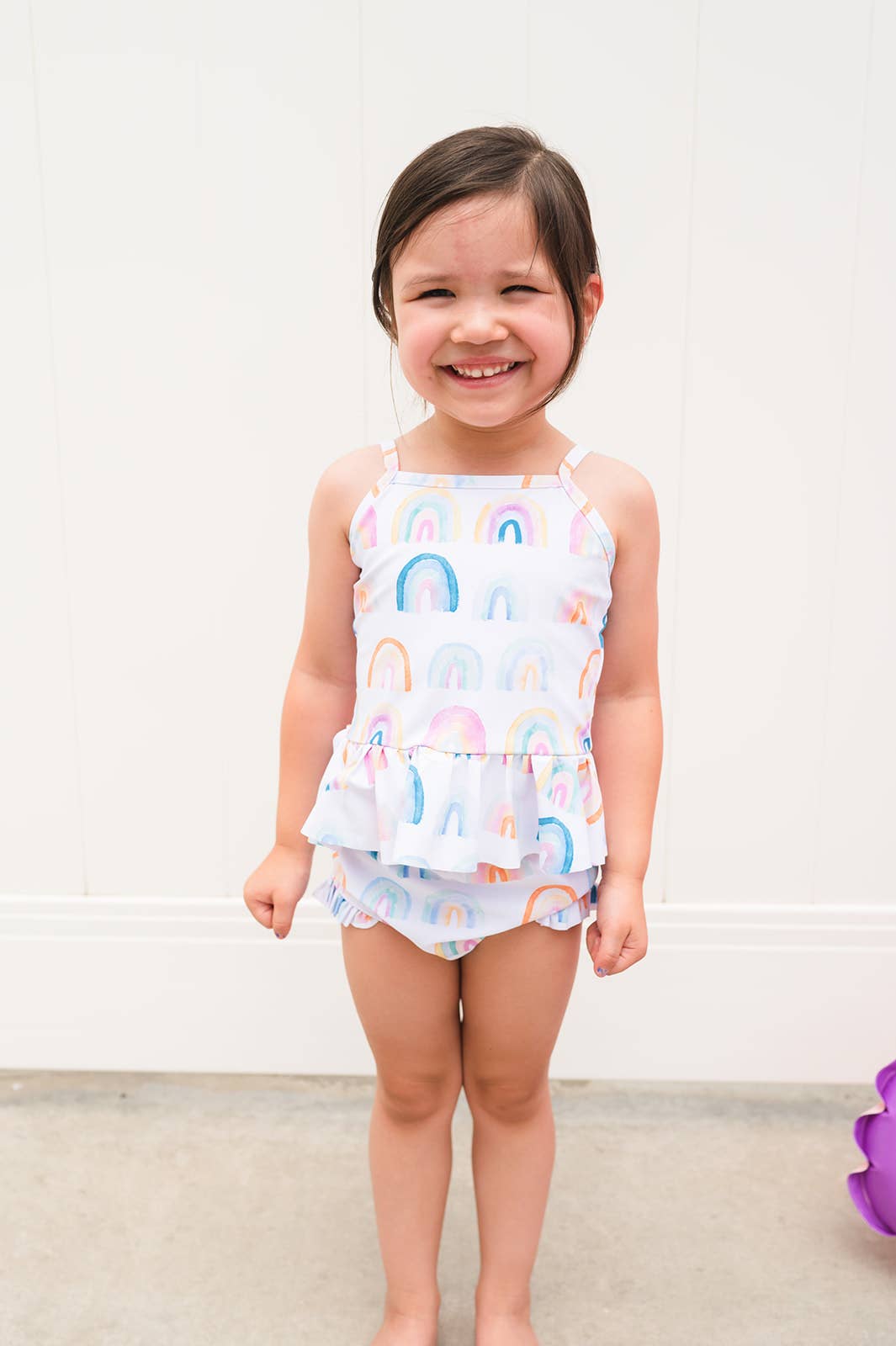 Ollie Jay - Emma Swim in Watercolor Rainbow | UPF 50 2-piece swimwear