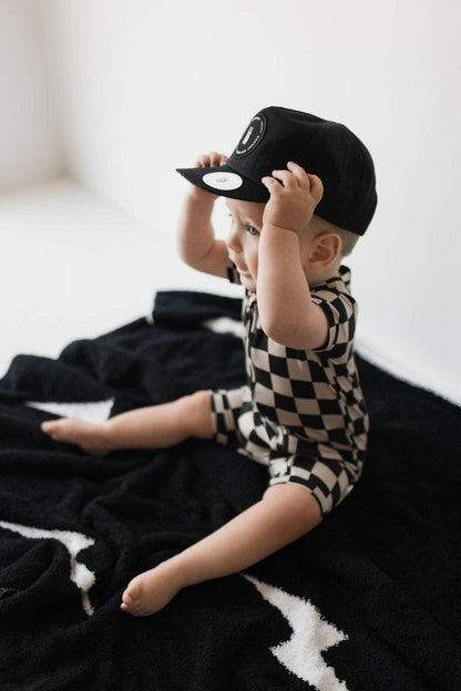 Forever French Baby - Shortie Bamboo Zip | Black Checker