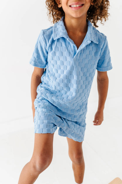 Coastal Blue | BOYS TERRY CHECK SET