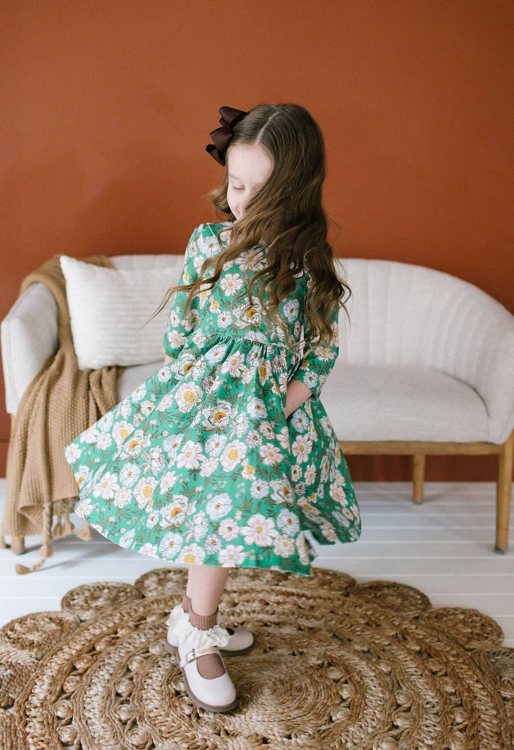 Ollie Jay - Rubina Twirl Dress in Vintage Greens