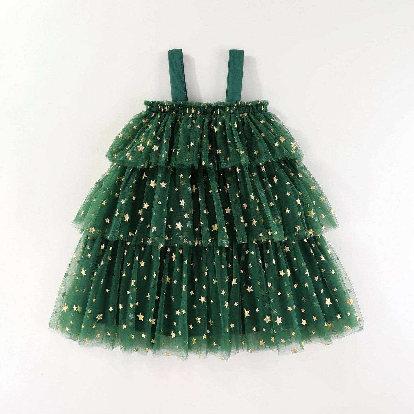 Christmas Ornament Layered Tulle Dress: Green