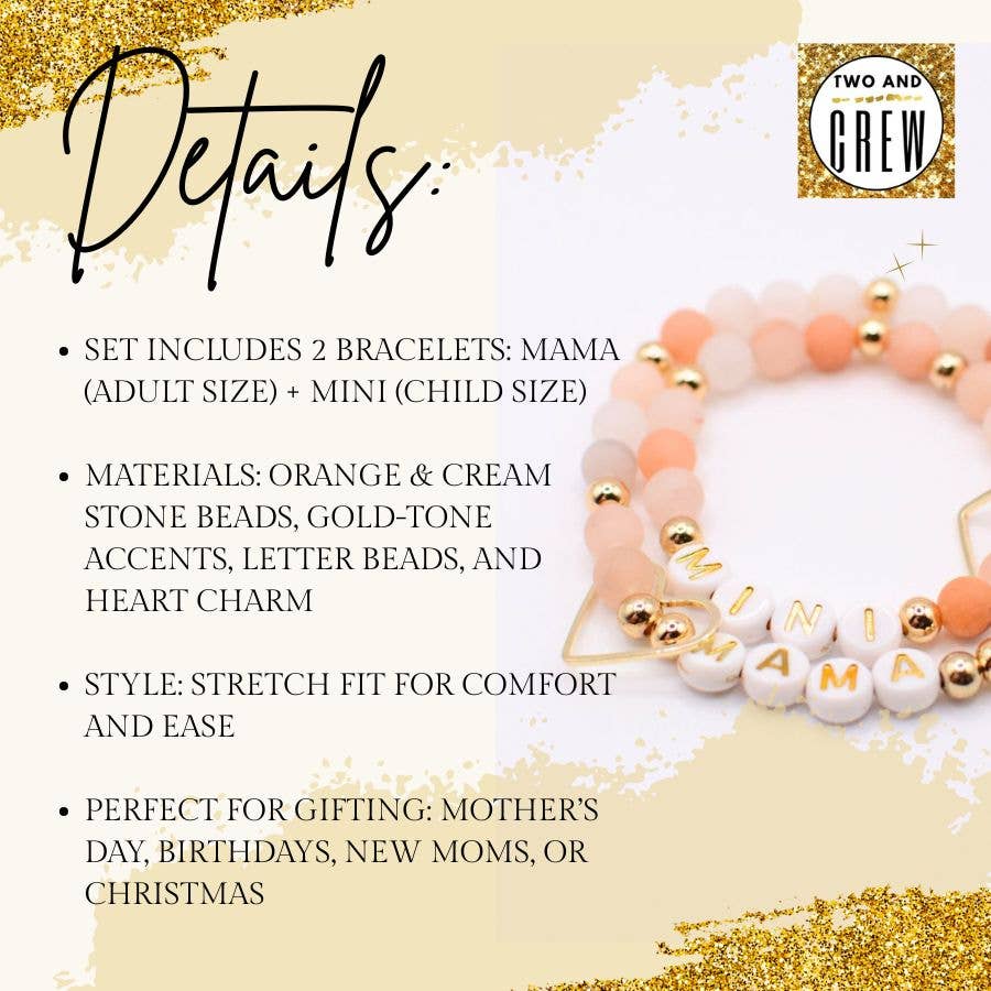 Two and Crew - Faith Based Jewelry & Gifts - Mama MINI matching bracelet set - beaded jewelry, Motherhood