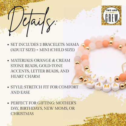 Two and Crew - Faith Based Jewelry & Gifts - Mama MINI matching bracelet set - beaded jewelry, Motherhood